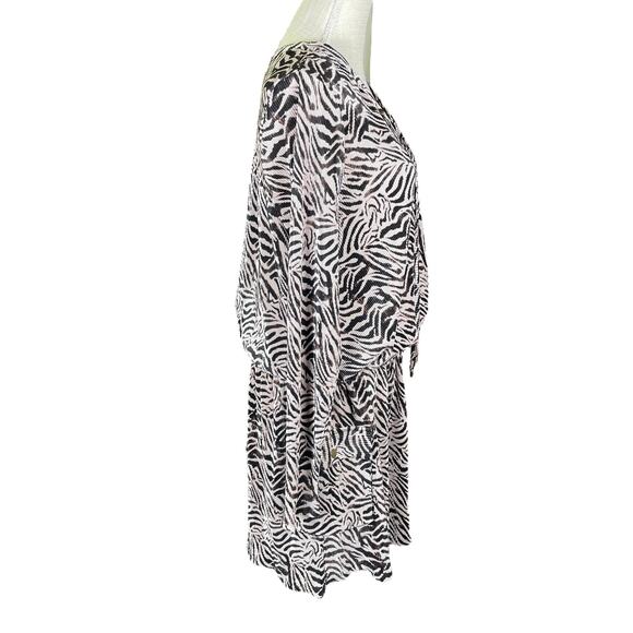 NWT Ramy Brook Women's Large May Drop Waist Zebra Print Mini Dress Lace Front - Picture 6 of 14